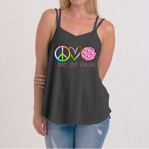 Girls Pickleball Retired Ladies Peace Love Pickleball Women's Strappy Tank