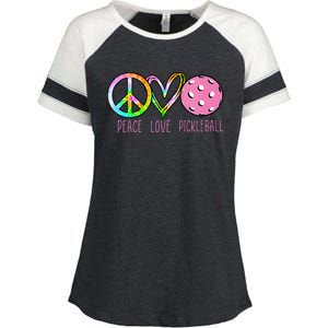 Girls Pickleball Retired Ladies Peace Love Pickleball Enza Ladies Jersey Colorblock Tee