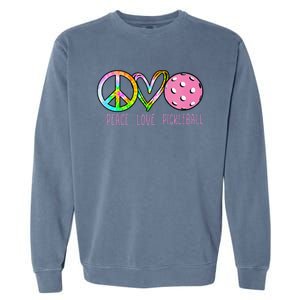 Girls Pickleball Retired Ladies Peace Love Pickleball Garment-Dyed Sweatshirt