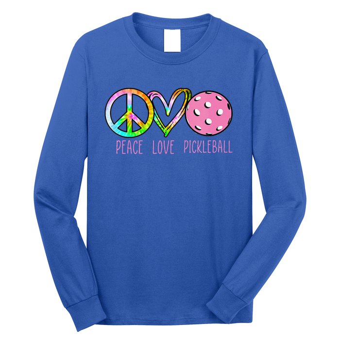 Girls Pickleball Retired Ladies Peace Love Pickleball Long Sleeve Shirt