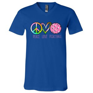 Girls Pickleball Retired Ladies Peace Love Pickleball V-Neck T-Shirt