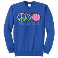 Girls Pickleball Retired Ladies Peace Love Pickleball Tall Sweatshirt