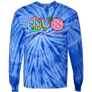 Girls Pickleball Retired Ladies Peace Love Pickleball Tie-Dye Long Sleeve Shirt