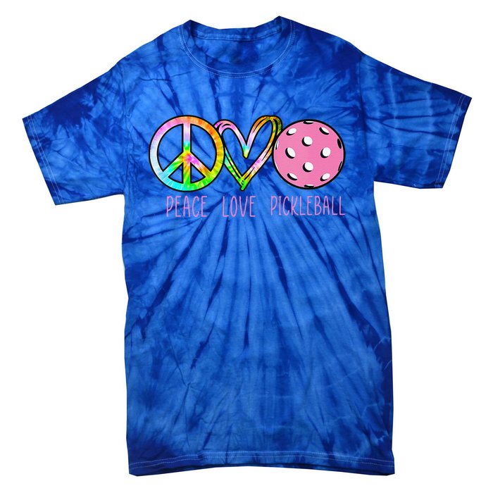 Girls Pickleball Retired Ladies Peace Love Pickleball Tie-Dye T-Shirt