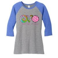 Girls Pickleball Retired Ladies Peace Love Pickleball Women's Tri-Blend 3/4-Sleeve Raglan Shirt