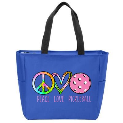 Girls Pickleball Retired Ladies Peace Love Pickleball Zip Tote Bag