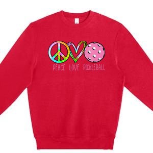 Girls Pickleball Retired Ladies Peace Love Pickleball Premium Crewneck Sweatshirt