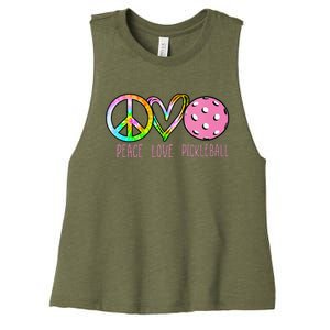 Girls Pickleball Retired Ladies Peace Love Pickleball Women's Racerback Cropped Tank