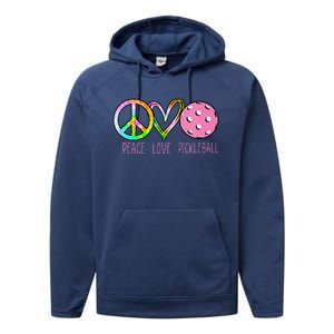 Girls Pickleball Retired Ladies Peace Love Pickleball Performance Fleece Hoodie