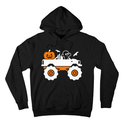 Ghost Pumpkin Riding Monster Truck Lazy Halloween Costume Hoodie