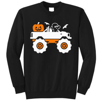 Ghost Pumpkin Riding Monster Truck Lazy Halloween Costume Sweatshirt