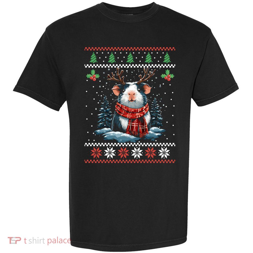 Guinea Pig Reindeer Christmas Xmas Swea Garment-Dyed Heavyweight T-Shirt