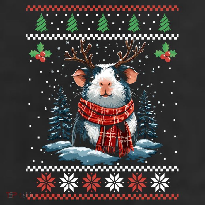 Guinea Pig Reindeer Christmas Xmas Swea 7 Panel Mesh Trucker Snapback Hat