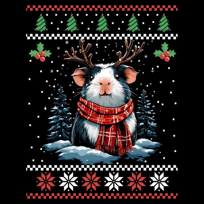Guinea Pig Reindeer Christmas Xmas Swea 7-Panel Snapback Hat