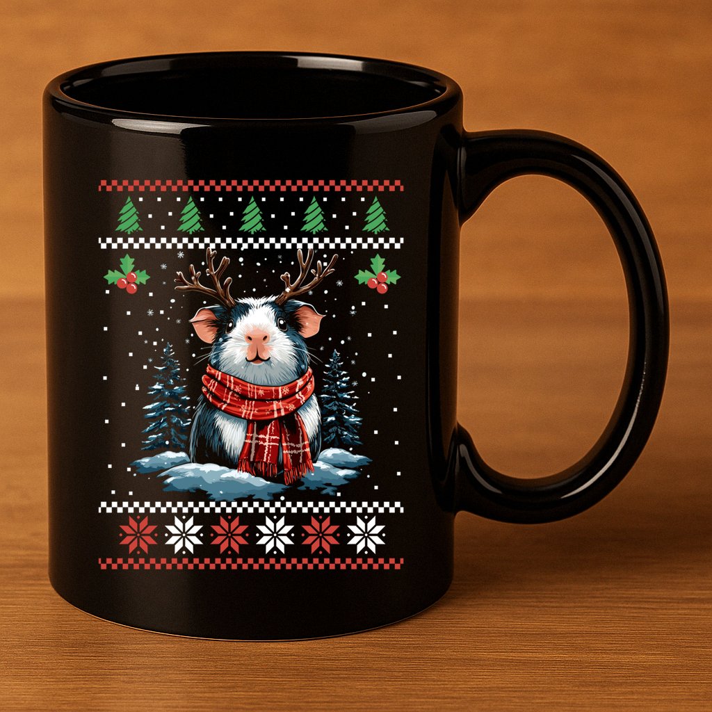 Guinea Pig Reindeer Christmas Xmas Swea 11oz C Handle Ceramic Mug