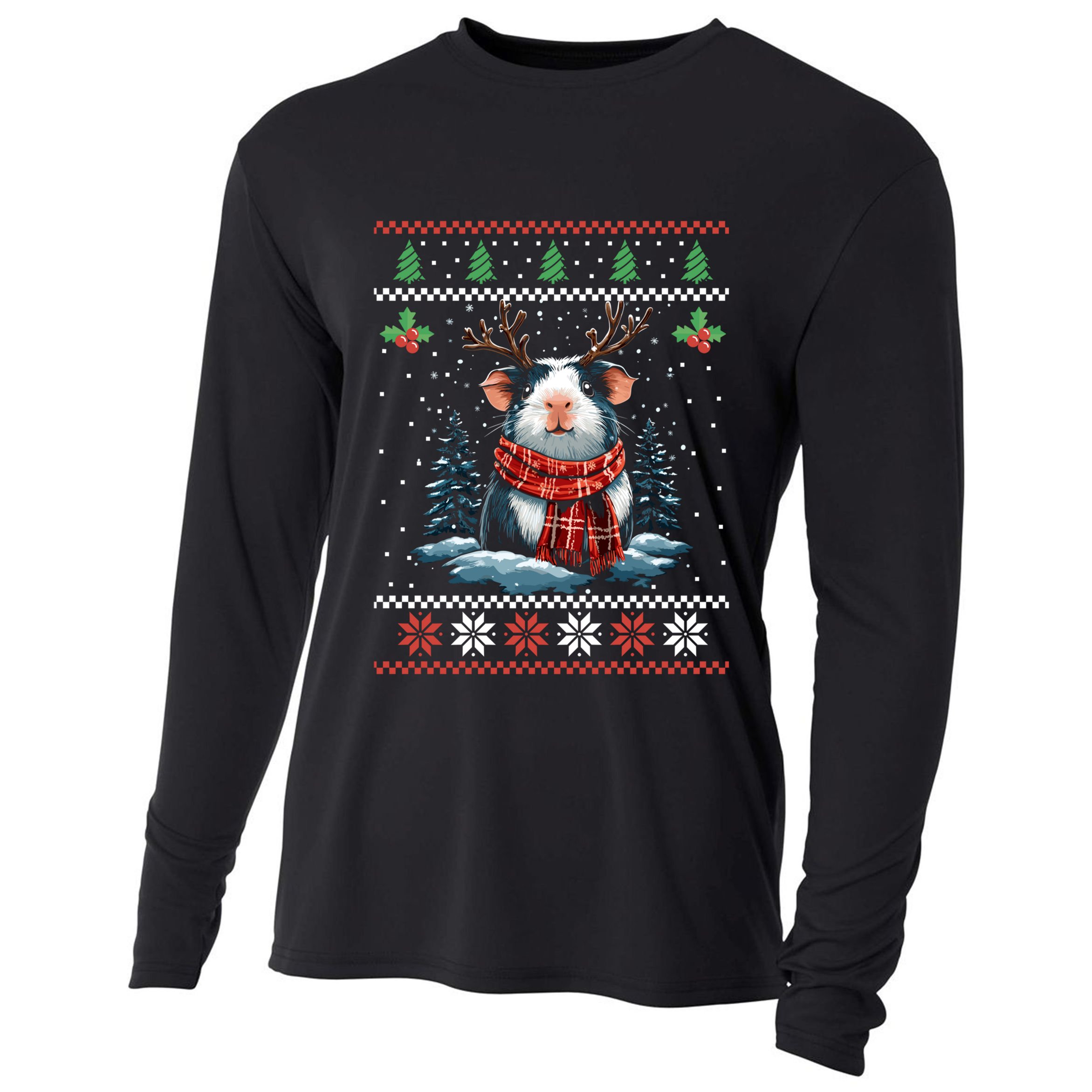 Guinea Pig Reindeer Christmas Xmas Swea Cooling Performance Long Sleeve Crew