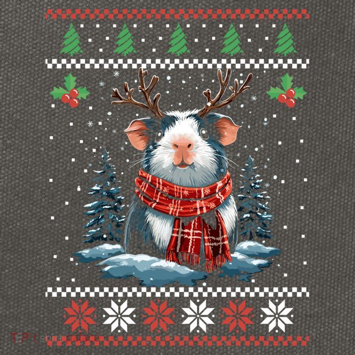 Guinea Pig Reindeer Christmas Xmas Swea Cotton Canvas Backpack