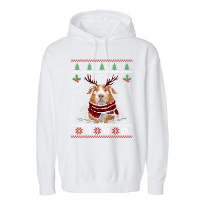 Guinea Pig Reindeer Christmas Xmas Swea Garment-Dyed Fleece Hoodie