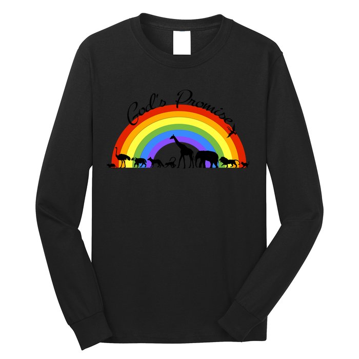 God's Promise Rainbow, Animals Of Noah's Ark Long Sleeve Shirt
