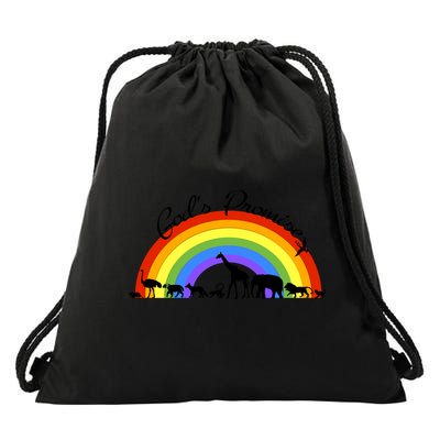 God's Promise Rainbow, Animals Of Noah's Ark Drawstring Bag