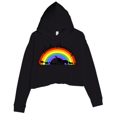 God's Promise Rainbow, Animals Of Noah's Ark Crop Fleece Hoodie