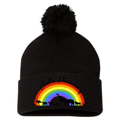 God's Promise Rainbow, Animals Of Noah's Ark Pom Pom 12in Knit Beanie