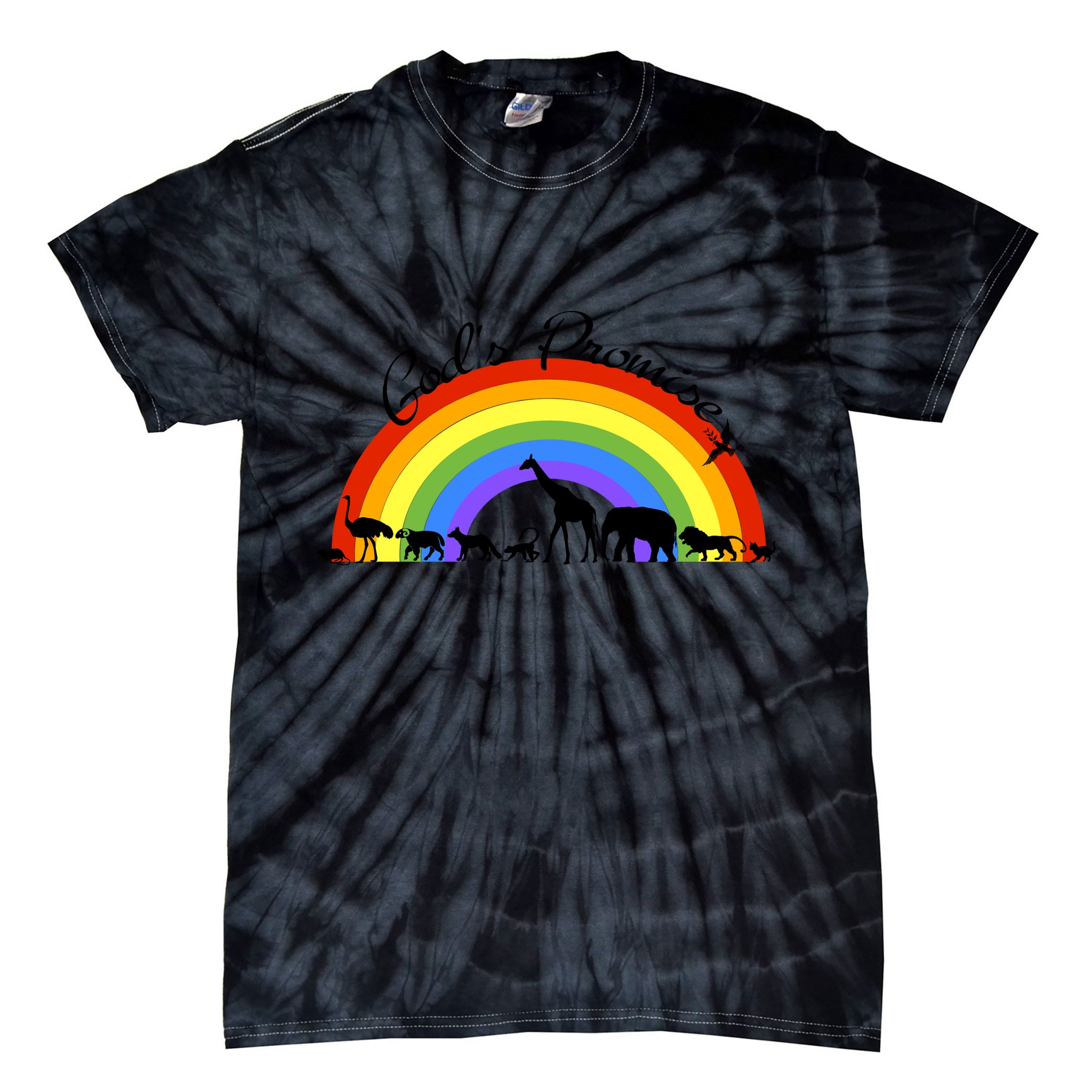 God's Promise Rainbow, Animals Of Noah's Ark Tie-Dye T-Shirt