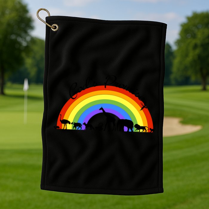 God's Promise Rainbow, Animals Of Noah's Ark Golf Towel