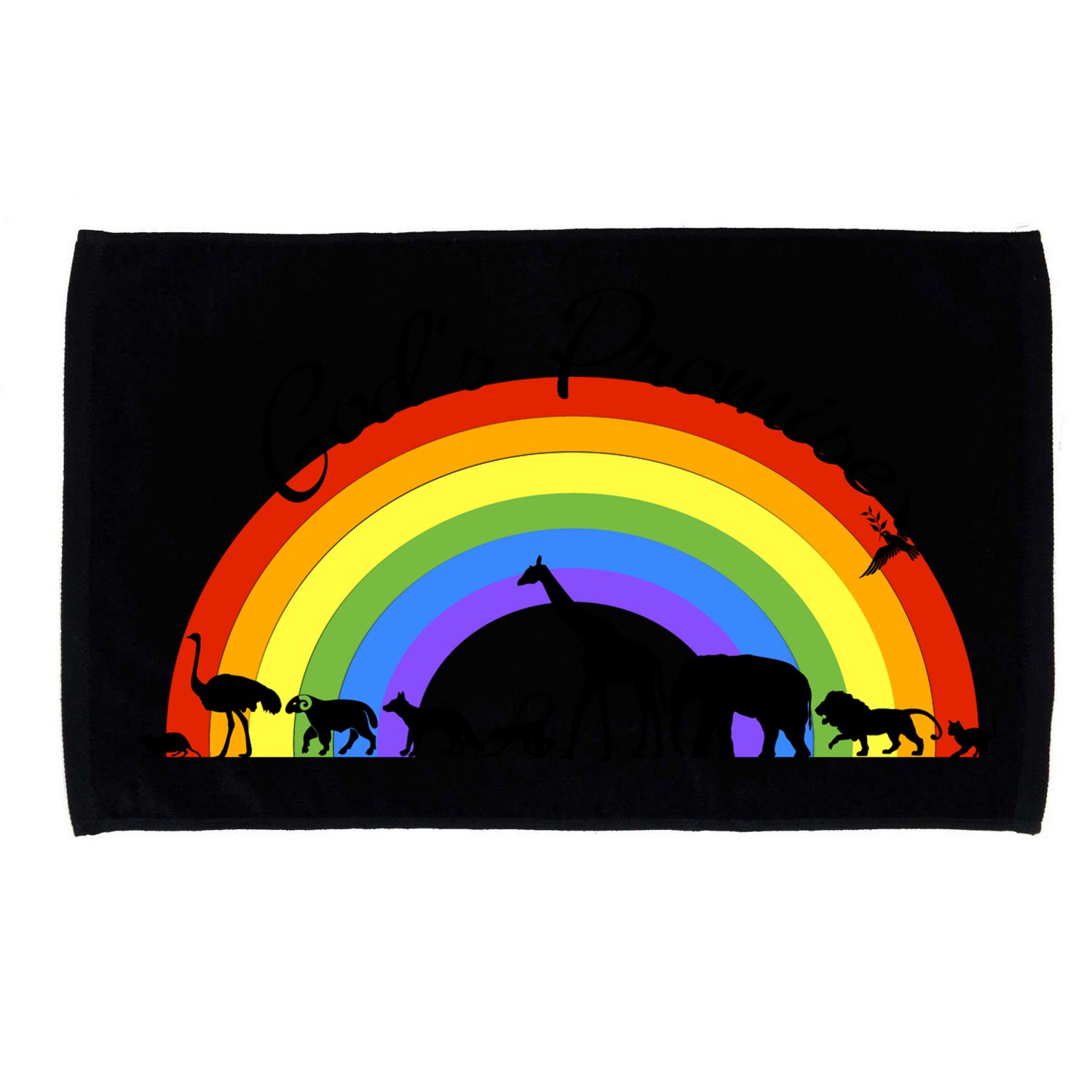 God's Promise Rainbow, Animals Of Noah's Ark Microfiber Hand Towel