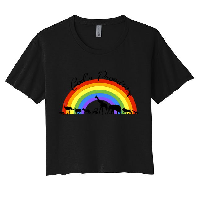 God's Promise Rainbow, Animals Of Noah's Ark Crop Top