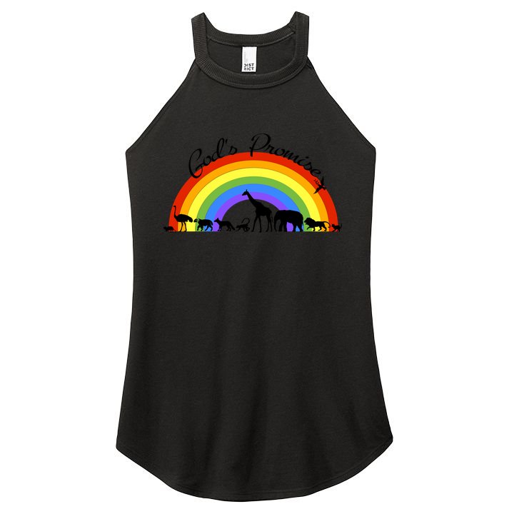God's Promise Rainbow, Animals Of Noah's Ark Women's Perfect Tri Rocker Tank