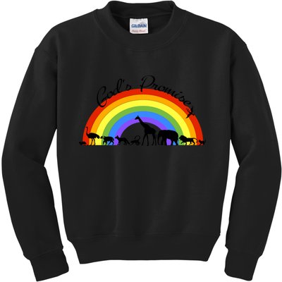 God's Promise Rainbow, Animals Of Noah's Ark Kids Sweatshirt