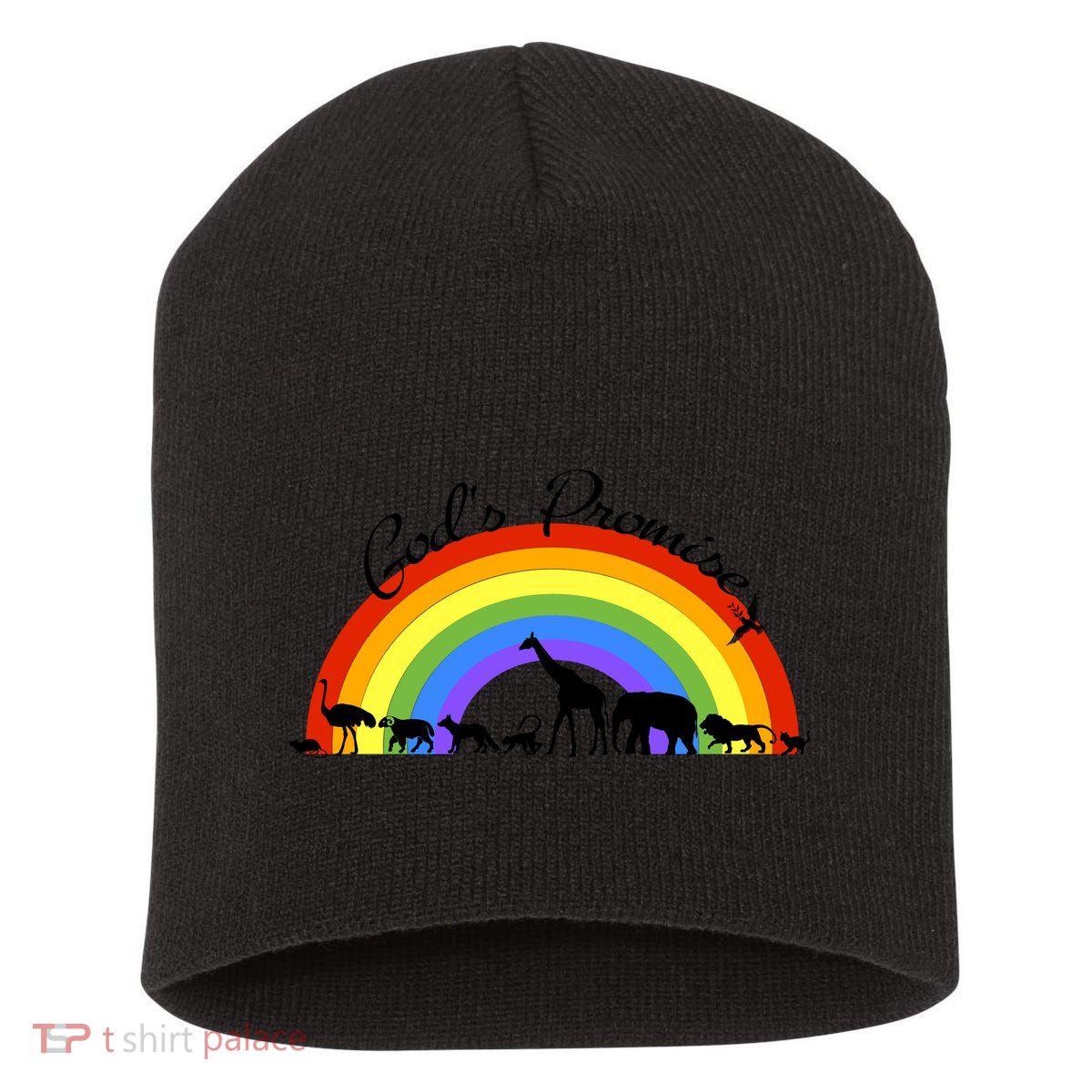 God's Promise Rainbow, Animals Of Noah's Ark Short Acrylic Beanie