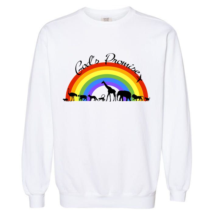 God's Promise Rainbow, Animals Of Noah's Ark Garment-Dyed Sweatshirt