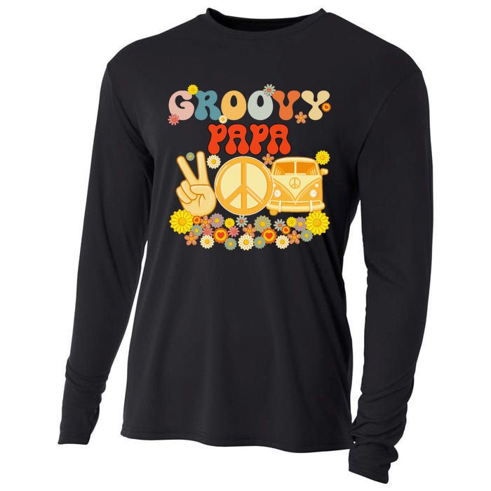 Groovy Papa Retro Matching Family Baby Shower Father's Day Cooling Performance Long Sleeve Crew