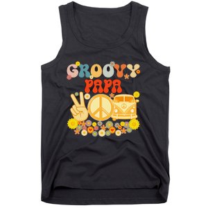 Groovy Papa Retro Matching Family Baby Shower Father's Day Tank Top