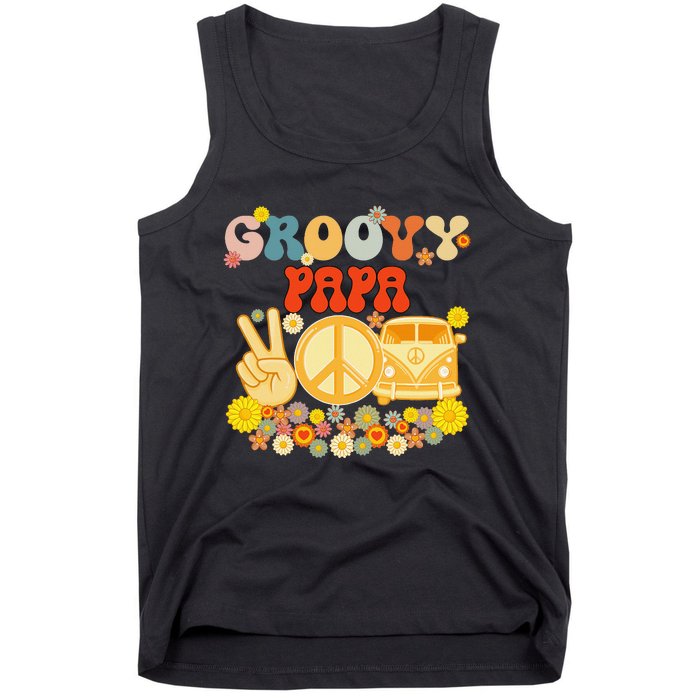 Groovy Papa Retro Matching Family Baby Shower Father's Day Tank Top