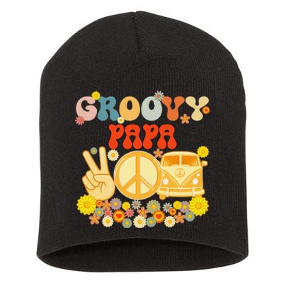 Groovy Papa Retro Matching Family Baby Shower Father's Day Short Acrylic Beanie