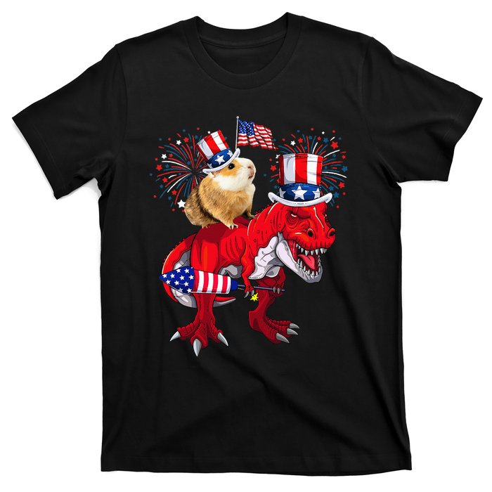 Guinea Pig Ridding TRex 4th Of July Fireworks Lover Family T-Shirt