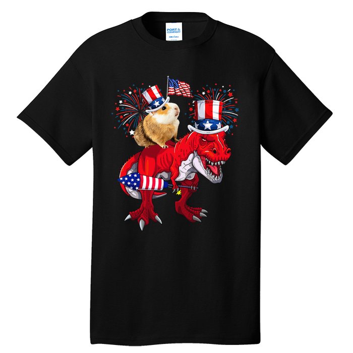 Guinea Pig Ridding TRex 4th Of July Fireworks Lover Family Tall T-Shirt