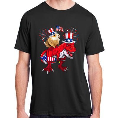 Guinea Pig Ridding TRex 4th Of July Fireworks Lover Family Adult ChromaSoft Performance T-Shirt