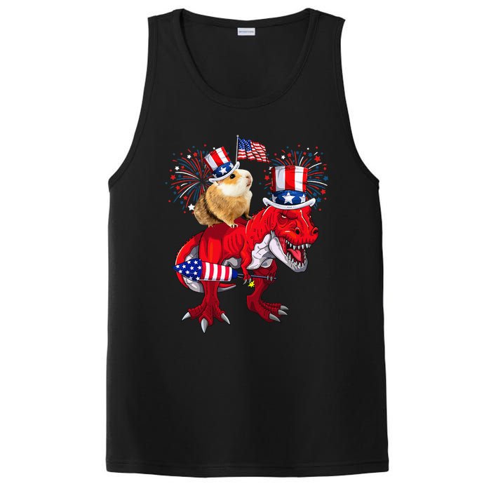 Guinea Pig Ridding TRex 4th Of July Fireworks Lover Family PosiCharge Competitor Tank