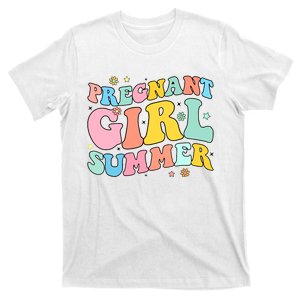 Groovy Pregnancy Reveal Pregnant Girl Summer Baby Shower T-Shirt