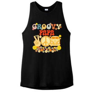 Groovy Papa Retro Matching Family Baby Shower Father's Day Ladies PosiCharge Tri-Blend Wicking Tank