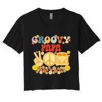 Groovy Papa Retro Matching Family Baby Shower Father's Day Women's Crop Top Tee