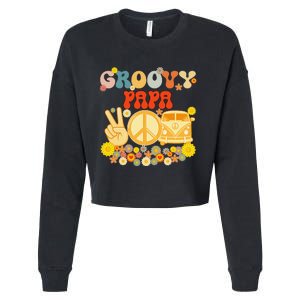 Groovy Papa Retro Matching Family Baby Shower Father's Day Cropped Pullover Crew