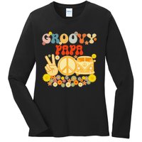 Groovy Papa Retro Matching Family Baby Shower Father's Day Ladies Long Sleeve Shirt