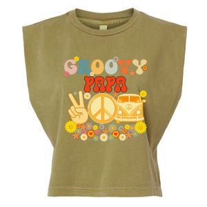 Groovy Papa Retro Matching Family Baby Shower Father's Day Garment-Dyed Women's Muscle Tee