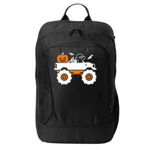 Ghost Pumpkin Riding Monster Truck Lazy Halloween Costume City Backpack