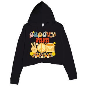 Groovy Papa Retro Matching Family Baby Shower Fathers Day Gift Crop Fleece Hoodie